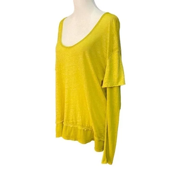 NWT free people lime faux under shirt Blouse long sleeve medium top - Picture 3 of 10